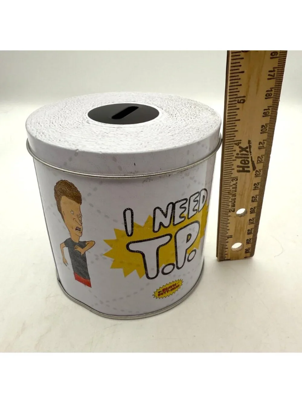 Beavis & Butt-Head Need TP Bunghole Cornholio Coin Bank Metal Tin MTV Mike Judge